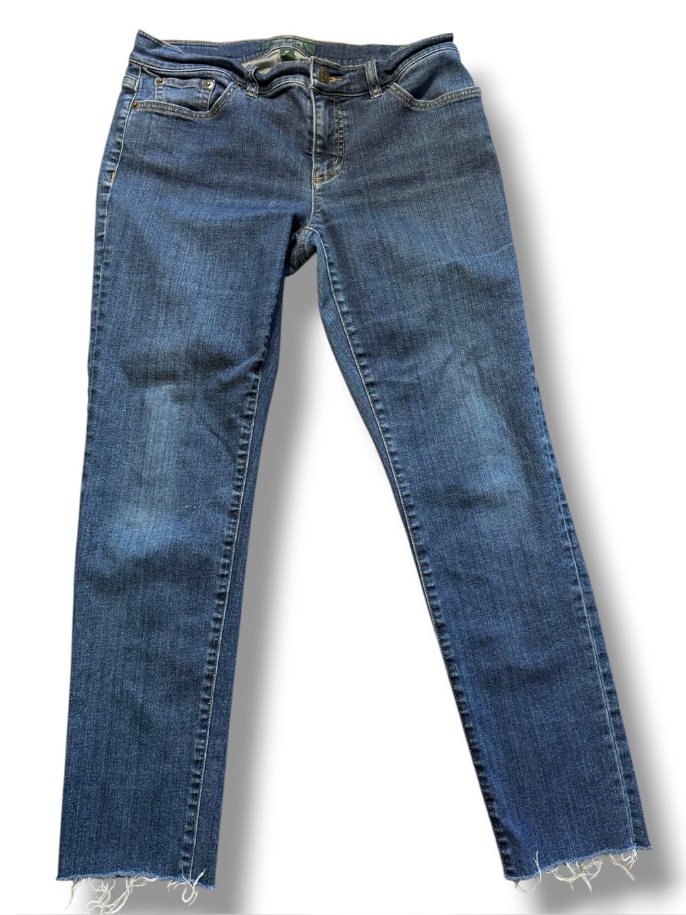 Ralph Lauren Straight-Leg Blue Denim Jeans Raw Distressed Hem Size 6P